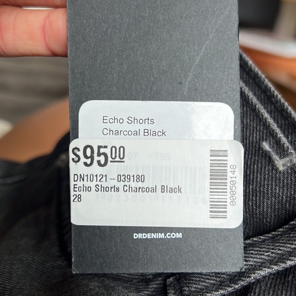 Long charcoal grey biker style jean shorts - Picture 5 of 5